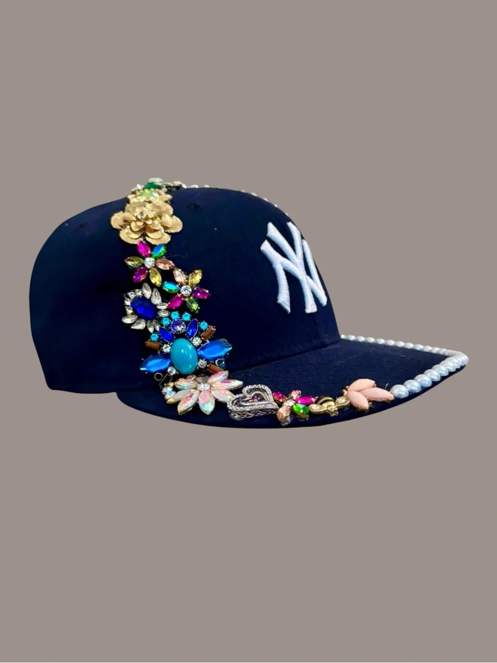 New Era Navy Pearl-Trim NY Embellished Baseball Cap